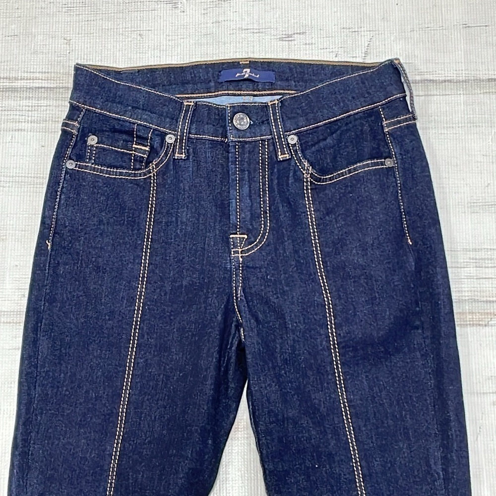 7 For All Mankind Jeans Womens 25 Blue Ankle Gwenevere Skinny Front Seam Denim - Picture 5 of 14
